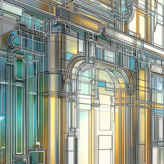 Parallax Brocade style, Midjourney V6.1: technical infrastructure blueprint schematics