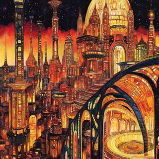 Parchment Mythoskeleton style, Midjourney V6.1: megacity with futuristic bioarchitecture