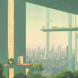 Stellavore style, Midjourney V6.1: megacity with futuristic bioarchitecture