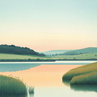 Stellavore style, Midjourney V6.1: realistic landscape photograph of quiet dawn