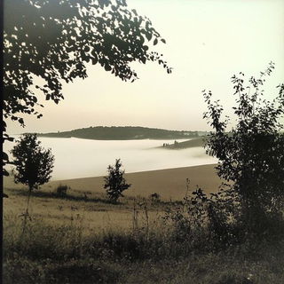 Celblazon style, Midjourney V6.1: realistic landscape photograph of quiet dawn