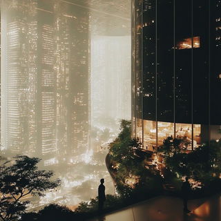 Cerambycid Neon Range style, Midjourney V6.1: megacity with futuristic bioarchitecture
