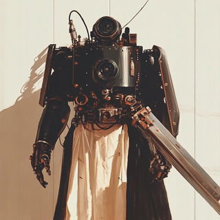 Cerambycid Neon Range style, Midjourney V6.1: concept art character design of retropunk steam knight
