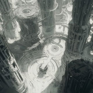 Mosaicourt style, Midjourney V6.1: megacity with futuristic bioarchitecture