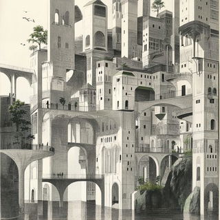 Flash Tattoo Frontier style, Midjourney V6.1: megacity with futuristic bioarchitecture