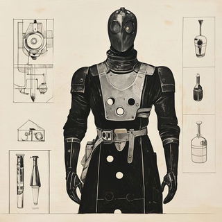 Flash Tattoo Frontier style, Midjourney V6.1: concept art character design of retropunk steam knight