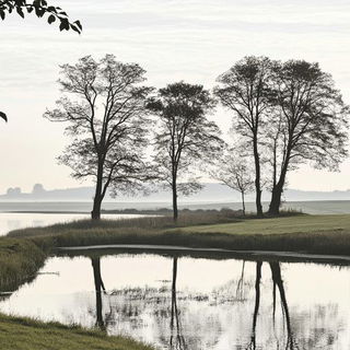 Flash Tattoo Frontier style, Midjourney V6.1: realistic landscape photograph of quiet dawn
