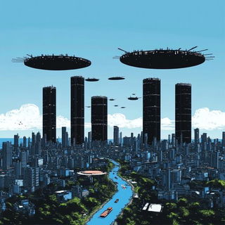 Cloaked Face Atlas style, Midjourney V6.1: megacity with futuristic bioarchitecture