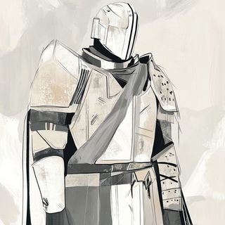 Contourarabesque style, Midjourney V6.1: concept art character design of retropunk steam knight