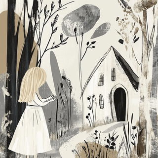 Contourarabesque style, Midjourney V6.1: retro fairy-tale illustration
