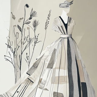 Contourarabesque style, Midjourney V6.1: haute-couture fashion outfit