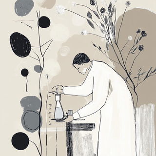 Contourarabesque style, Midjourney V6.1: editorial illustration for popular scientific magazine cover
