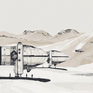 Contourarabesque style, Midjourney V6.1: cinematic shot from sci-fi movie