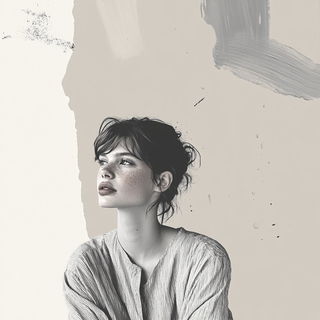 Contourarabesque style, Midjourney V6.1: photographic portrait of female protagonist