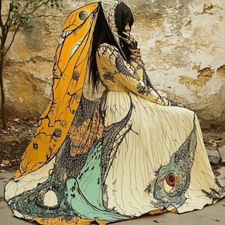 Emblematic Coloratura style, Midjourney V6.1: haute-couture fashion outfit