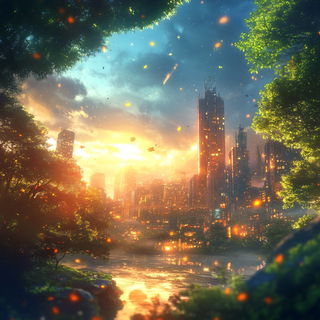 Penfolklore style, Midjourney V6.1: megacity with futuristic bioarchitecture