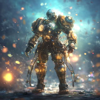 Penfolklore style, Midjourney V6.1: concept art character design of retropunk steam knight