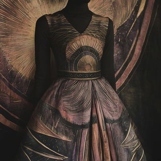 Cloudfire Cloisonne style, Midjourney V6.1: haute-couture fashion outfit