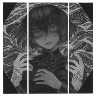 Cloudfire Cloisonne style, Midjourney V6.1: black-and-white manga comic strip