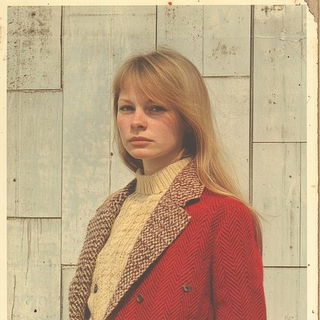 Petalcut style, Midjourney V6.1: photographic portrait of female protagonist