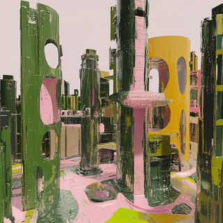 Glazewake style, Midjourney V6.1: megacity with futuristic bioarchitecture