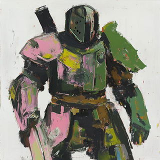 Glazewake style, Midjourney V6.1: concept art character design of retropunk steam knight