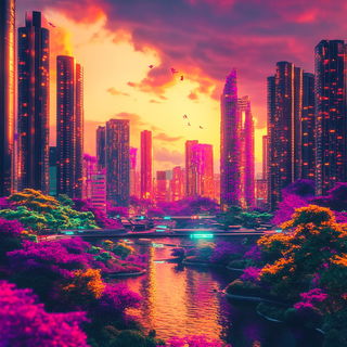 Anvilflower Workshop style, Midjourney V6.1: megacity with futuristic bioarchitecture