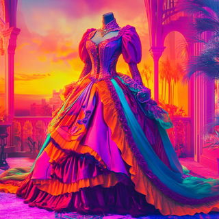Anvilflower Workshop style, Midjourney V6.1: haute-couture fashion outfit
