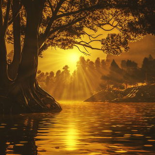 Noirhythm style, Midjourney V6.1: realistic landscape photograph of quiet dawn