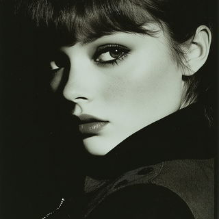 Chromaferric Distortion style, Midjourney V6.1: photographic portrait of female protagonist