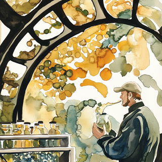 Basidiomagenta style, Midjourney V6.1: editorial illustration for popular scientific magazine cover