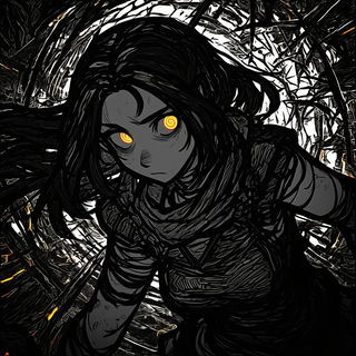 Blackwork Anthropica style, Midjourney V6.1: black-and-white manga comic strip