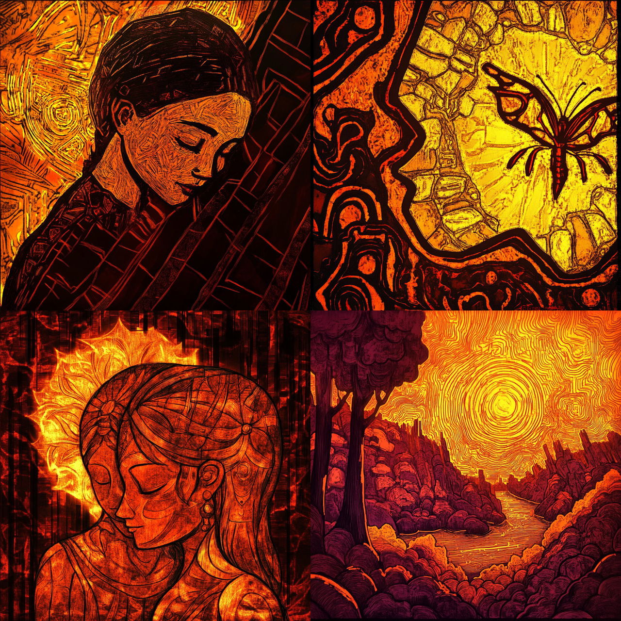 Blackwork Anthropica style, Midjourney V6.1, render 1 of 4