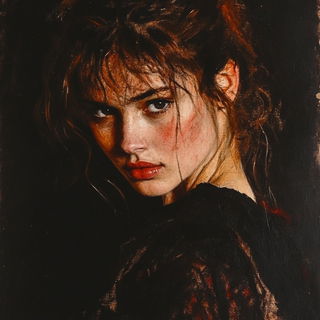 Reliefrococo style, Midjourney V6.1: photographic portrait of female protagonist