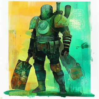 Facetelongue style, Midjourney V6.1: concept art character design of retropunk steam knight