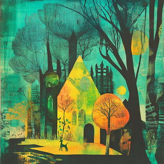 Facetelongue style, Midjourney V6.1: retro fairy-tale illustration
