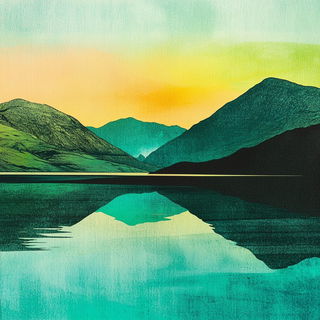 Facetelongue style, Midjourney V6.1: realistic landscape photograph of quiet dawn