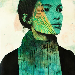 Facetelongue style, Midjourney V6.1: photographic portrait of female protagonist