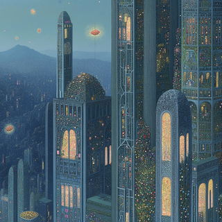 Chromabotany style, Midjourney V6.1: megacity with futuristic bioarchitecture