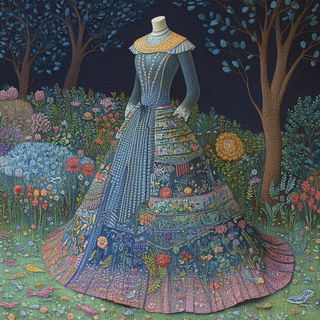 Chromabotany style, Midjourney V6.1: haute-couture fashion outfit