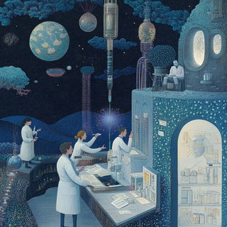 Chromabotany style, Midjourney V6.1: editorial illustration for popular scientific magazine cover
