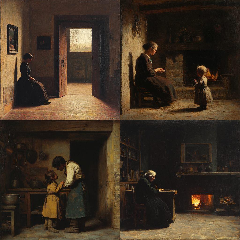Eastman Johnson style, Midjourney V6.1, render 1 of 4