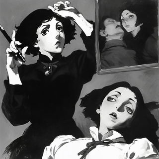 Skywall Monumentalism style, Midjourney V6.1: black-and-white manga comic strip