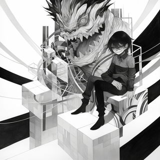 Gilded Lineage style, Midjourney V6.1: black-and-white manga comic strip
