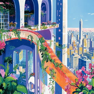 Plumeheart style, Midjourney V6.1: megacity with futuristic bioarchitecture