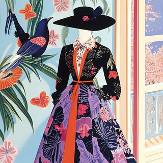 Plumeheart style, Midjourney V6.1: haute-couture fashion outfit