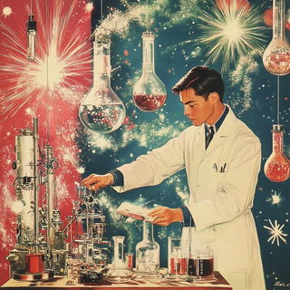 Lunarchisel style, Midjourney V6.1: editorial illustration for popular scientific magazine cover