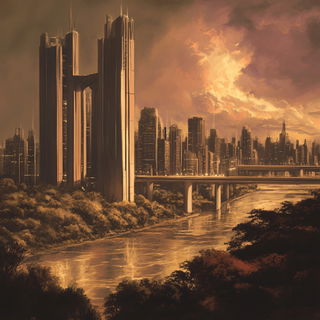 Claspshadow style, Midjourney V6.1: megacity with futuristic bioarchitecture