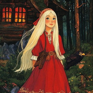 Kurofude Atelier style, Midjourney V6.1: retro fairy-tale illustration