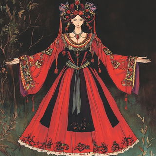 Kurofude Atelier style, Midjourney V6.1: haute-couture fashion outfit